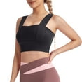 thumbnail image 4 of Womens Sports Bras Fashionable Solid Color Underwire Gathering Sports And Fitness Bra Wireless Bra Black S, 4 of 6
