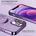 thumbnail image 4 of Compatible with iPhone 12 Case, Magsafe Glitter Sparkle Bling Camera Lens Protection Shockproof Protective Women Girly Luxury Phone Case for iPhone 12 6.1"-Purple, 4 of 7
