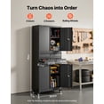 thumbnail image 2 of VEVOR Metal Storage Cabinet with Wheels, 180 lbs Shelf Load Capacity, 75" Tall Rolling Garage Tool Storage Cabinet with 4 Locking Doors and Adjustable Shelves, 2 Drawers, for Garage, Office, Home, 2 of 9