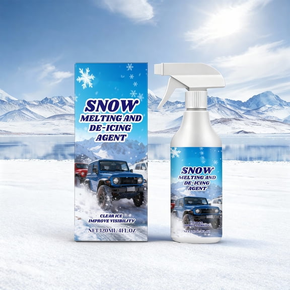 Car Snow and Ice Removal Spray - Fast-Acting Antifreeze Solution for Clear Windshields and Windows, Versatile Protection for All Climates, Streak-Free Clean Finish
