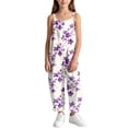 thumbnail image 5 of Girls' Casual Overalls Floral Graphic Tie Knot Jumpsuits Sleeveless Baggy Rompers Kids Summer Lightweight Play Pants Beach Wear Cute Holiday Outfits, 5 of 9