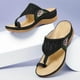 thumbnail image 5 of Amzcrzy Zapatos de mujer,Zapatos de mujer,Zapatillas de mujer, Pantuflas de cuña informales de verano para mujer, con punta redonda, flores y tacón medio, talla grande Sandalias Mujer Zapatillas De C, 5 of 6