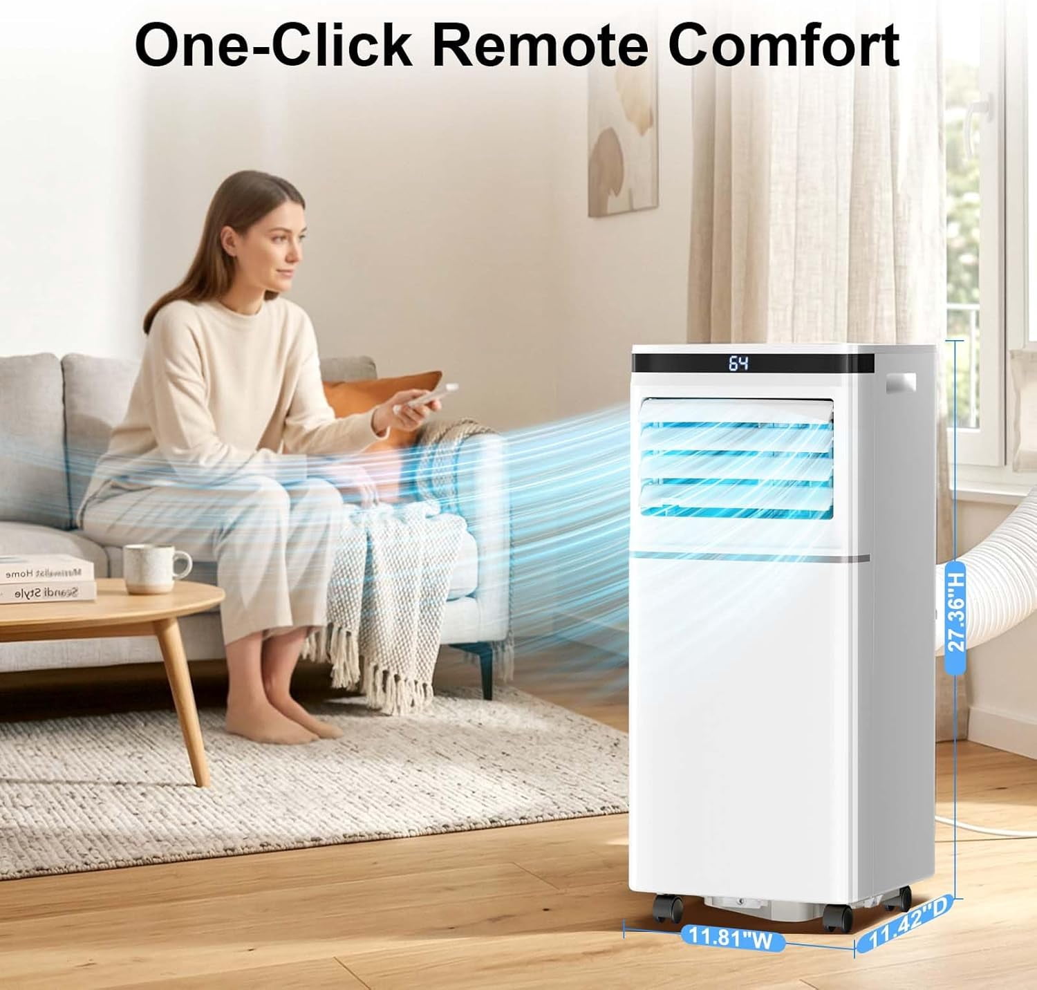 Havato 10,000 BTU Portable Air Conditioners Up to 450 sq.ft, 4in1 Standing Smart Cooling AC with Remote, Dehumidifier, Fan, AC Units portable Cools Room, 3 Modes, 24-hour timer, LED Display, Bedroom