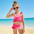 thumbnail image 6 of Zshosam Kids Bathing Suits Girls Tankini Swimsuit Two Piece Bathing Suits Set Straps with Ruffled Hem Summer Bikini Swimwear Size 5T 6T,(Pink 5-6 Years), 6 of 9