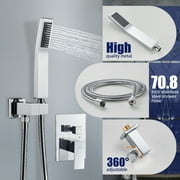 Cobbe Shower Set 12-inch Rainfall Shower Head with Handheld Sprayer Shower system for Bathroom Rough-in Valve Body and Trim Included Chrome