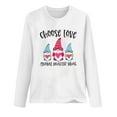 thumbnail image 3 of EQWLJWE Valentine's Day Sweatshirt for Women, Gnome Graphic Plaid Shirts Long Sleeve Crewneck Holiday Pullover Tops, 3 of 4