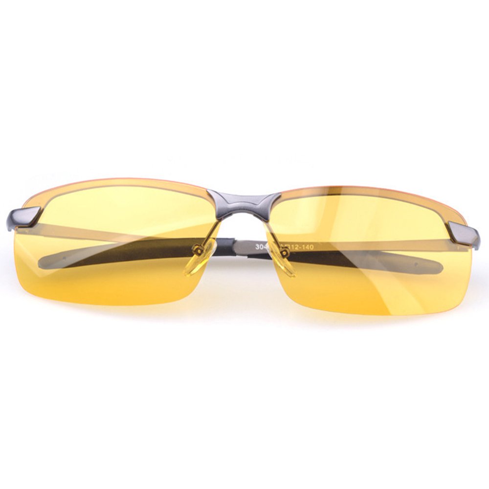 AntiGlare Sunglasses Driving Glasses Night Vision Polarized Glasses gray frame yellow lens