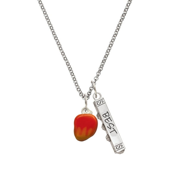Delight Jewelry Silvertone 3-D Enamel Mango Silvertone Best Friends Forever Bar Charm Necklace, 23"