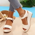 thumbnail image 2 of Xucatan Women's Wedge Heel Sandals, Thick Sole Open Toe Slides with Non Slip Rubber Outsole, Comfortable Cushioned Casual Shoes, Versatile Everyday Holiday Style Gift, 2 of 9