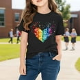 thumbnail image 2 of Bovxnpu Girls Short Sleeve T Shirts Kids Summer Tops Fashion Graphic Cotton Tshirt For Kids Casual Tees, 2 of 9