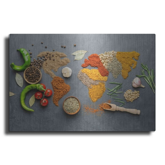 Luxe Metal Art 'Spicy World Map' by Luxe Portfolio, Metal Wall Art, 24"x16"