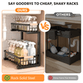 thumbnail image 4 of TAIMASI 2 Pack Under Sink Organizers and Storage, 2-Tier Pull Out Cabinet Organizer with Sliding Drawer, Adjustable Height Metal Bathroom Sink Organizer for Kitchen Pantry Closet, Black, 4 of 9