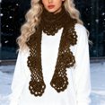 thumbnail image 2 of HJYCHN Women's Fashion Scarves Elegant Hand Floral Scarf Long Knitted Neck Warmer Soft Warm Decorative Scarfs for Women Coffee One Size, 2 of 3