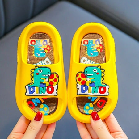 

Cathalem Size 13 1 Slippers Children Slippers Cartoon Dinosaur Flat Bottom Home Waterproof Breathable Cute Slippers for Kids Yellow 4 Years
