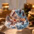 thumbnail image 3 of Acrylic Snow House Christmas Ornament, 3.94 Inch Lighted Hanging Decoration, Winter Cottage Pendant for Holiday Tree and Festive Gift Giving, 3 of 7