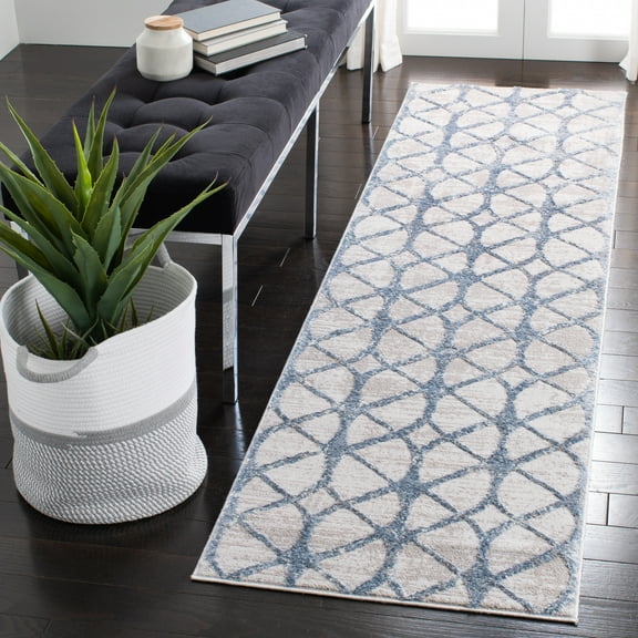 SAFAVIEH Amelia Floella Geometric Runner Rug, Gray/Blue, 2'2" x 16'