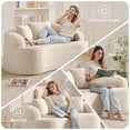 thumbnail image 4 of COOLHUT 65" 3 Seater Sofa Couch, Plush Floor Sofa Couch with Cozy Cushions & 3 Pillows, Curved Back Teddy Fabric Sofa for Living Room, Small Space, Beige (Sofa-in-a-Box), 4 of 10
