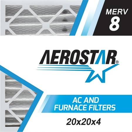 Aerostar 20x20x4 (Two Pack) MERV 8, Pleated Air Filter, 20 x 20 x 4, Box of 2, Made in the USA