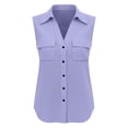 thumbnail image 3 of Favoffer Womens Sleeveless Cardigans Lapel Faux Linen Blend Solid Color Button Down Pocketed Casual Tank Tops Lightweight Shirts for Daily Office Weekend Outdoor, 3 of 7