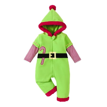 

Boys Girls Christmas Long Sleeve Romper Striped Hoodie Jumpsuit Halloween Baby Girl Clothes Baby Boy Bodysuit Newobrn Baby Girl Halloween Outfit