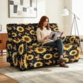 thumbnail image 5 of Xixirimido Recliner Loveseat Cover Non-Slip Reclining Couch Covers for 2 Seat, Recliner Sofa Cover Furniture Protector with Pockets for Kids, Pets, Butterfly Sunflower Black, 5 of 8