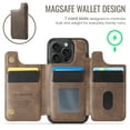 thumbnail image 3 of ELEHOLD Magnetic Wallet Case For iPhone 14,2-in-1 Mag Safe Case with Removable Card Holder, Kickstand Shockproof Protection Cover For iPhone 14,Coffee, 3 of 9