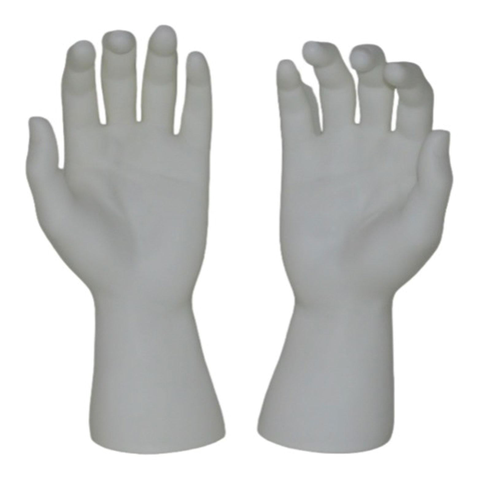 Dualoai Male Hand Models Decorative Easy to Clean Maintain PVC Human Hand Mannequins White