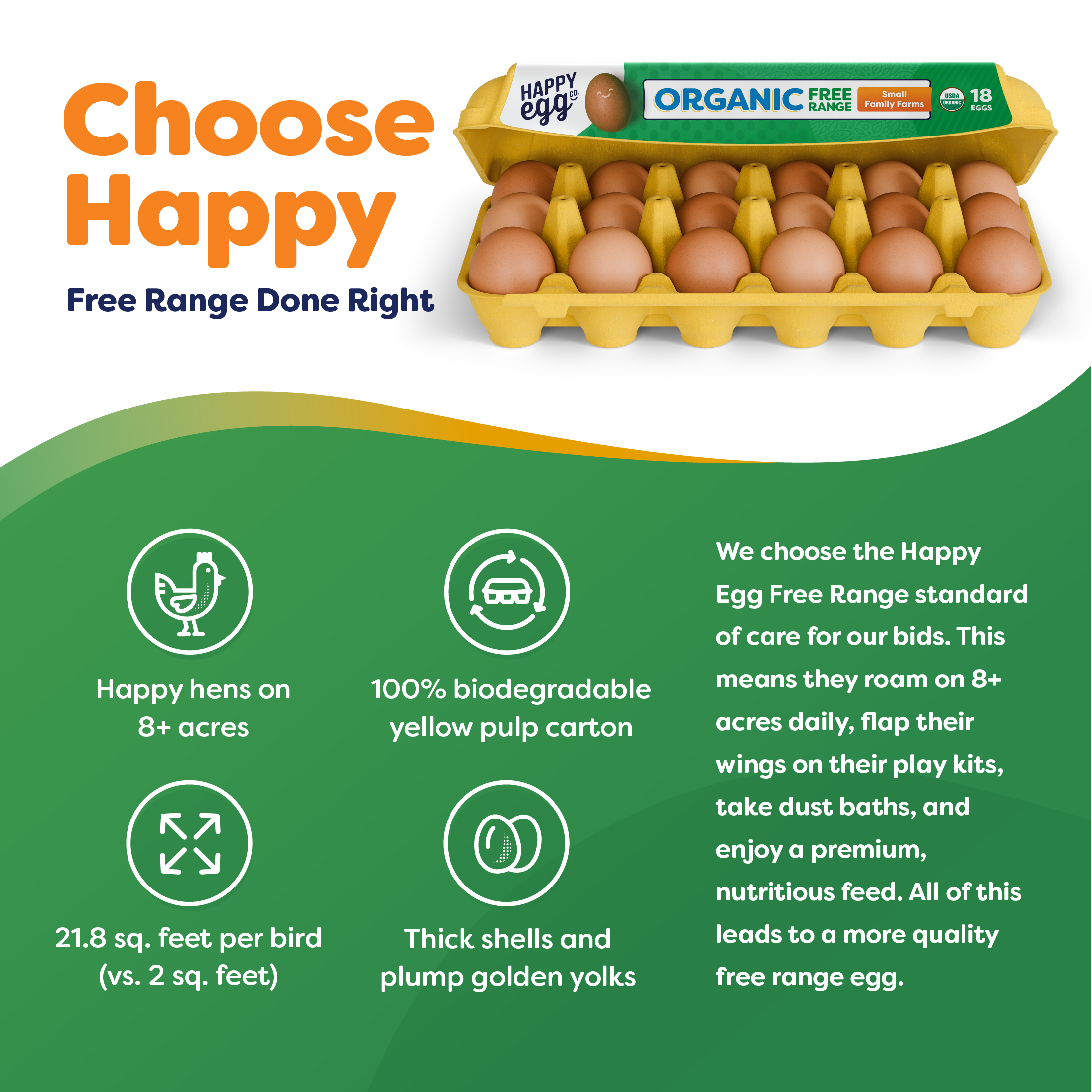 Happy Egg Co Organic Free-Range Large Brown Eggs, 18 Count - image 5 of 6