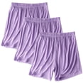 thumbnail image 3 of Aobny Shorts Women Board Lounge 3 Pack Bottoms Baggy Mid Waist Casual Plus Size Shorts,Purple,XL, 3 of 4