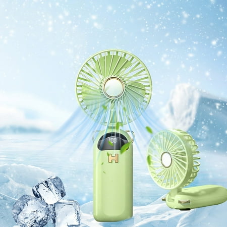 

Iumwxz Back to School Digital Display Current Fan Power Remaining Folding Fan Usb 5-Speed Rechargeable Small Fan Portable Handheld Fan Silent Design Comfortable and Power-Saving Green