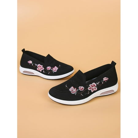 

Floral Embroidered Slip On Shoes Women‘s Footwear