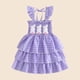 thumbnail image 3 of Vestido de Pascua Púrpura Niñas Conejo Ahumado Vestido en Capas sin Mangas para Fiestas de Cumpleaños de Pascua Verano Casual, 3 of 6