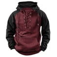 thumbnail image 1 of Dolkfu Sudadera con capucha de hombre, estilo casual con inserciones de color, sudadera de trabajo, parte delantera con cordón. L, 1 of 3