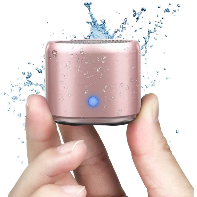 Mini (Rose Gold) Active Portable Bluetooth Speaker with Extra Bass, Short Design, Perfect Mini Speaker for Shower, Bedroom, Bike, Car