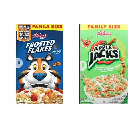Kellogg's Frosted Flakes Cereal 21.7 oz & Kellogg's Apple Jacks Cereal 16.6 oz