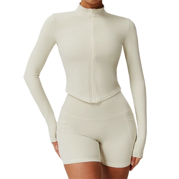 Chaqueta de Yoga for mujer, chaqueta de Yoga deportiva for correr al aire libre con cremallera, chaqueta de manga larga, ropa de Yoga de secado rápido for niñas