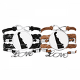 thumbnail image 1 of America USA Map Outline Bracelet Hand Strap Leather Rope Wristband Double Set, 1 of 3