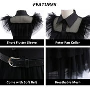 Black Mesh Dance Dress for Girls Halloween Black Costume Outfit 4-10T