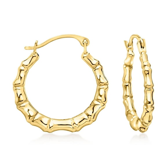 Ross-Simons 10kt Yellow Gold Bamboo Hoop Earrings, Women's, Adult