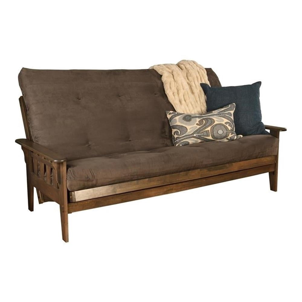 Kodiak Furniture Tucson Queen Futon with Fabric Mattress in Gray/Rustic Walnut