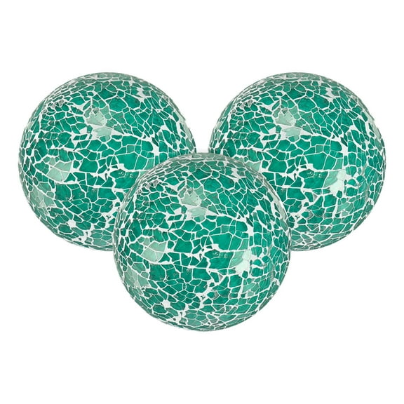 Uxcell 3-Pack Decorative Ball for Bowls, 2.4 Inch Mosaic Glass Balls Decorative Glass Orbs for Home Decor/Dining Tables [Sky Blue]