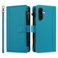 thumbnail image 2 of For Samsung Galaxy A36 5G Wallet Phone Case-PU Leather Magnetic Flip Cover with 9 Credit Card Slots,Zipper Pocket & Detachable Wrist Strap,Shockproof,Turquoise,For Galaxy A36 5G, 2 of 9
