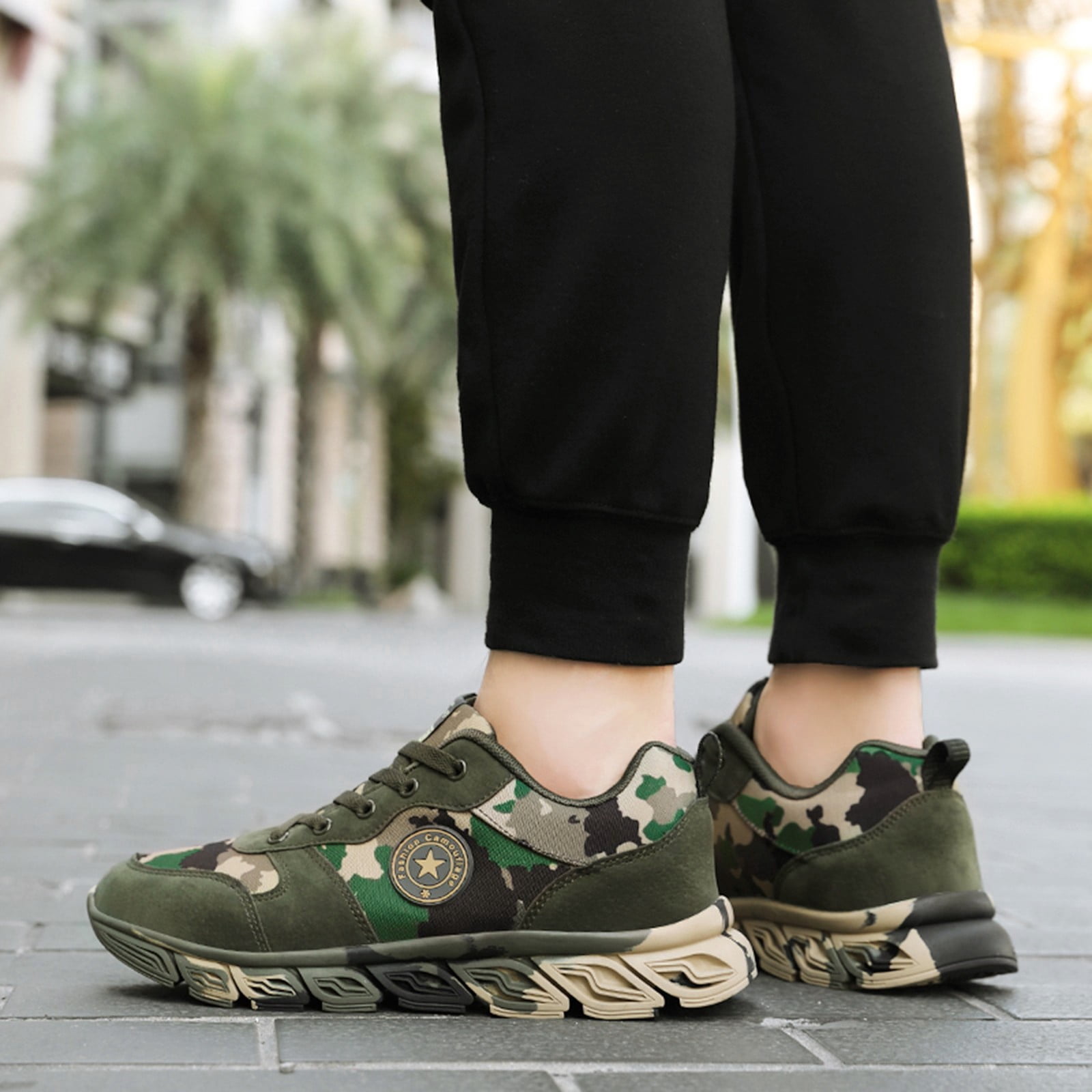 Mepaouo Women Running Shoes Army Green Military Hiking Shoes Suede Comfortable Walking Shoes