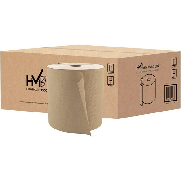 Hardwound Paper Towels, 8" x 800', 100% Recycled, Natural, Case Of 6 Rolls