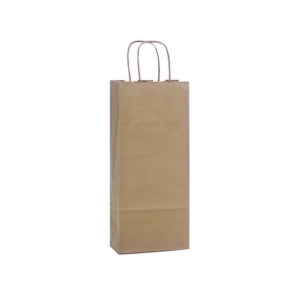 Pack Of 25, Wine 5.5 X 3.25 X 13" 100% Recycled Brown Kraft Paper Bags Solid Made In USA