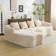 thumbnail image 5 of Full Compression L-Shape Sectional Sofa with Curved Chaise, Beige Modular Chenille Couch, High-Density for Apartment Living Room, 5 of 6
