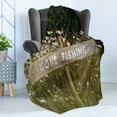 thumbnail image 4 of Fishing Soft Flannel Fleece Throw Blanket, Sign on a Pole Among Summer Daisy Floral Field Nature Illustration Printed, Cozy Plush for Indoor and Outdoor Use, 60" x 80", Multicolor, by Ambesonne, 4 of 5