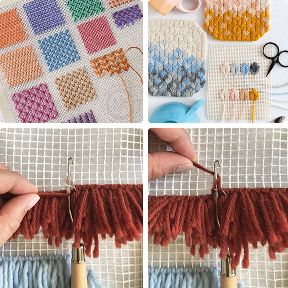 Artibetter Blank Rug Hooking Mesh Canvas Kit for DIY Latch Hook Rug Tapestry Hand Craft Pillowcase Crocheting Supplies 38 x 38cm 
