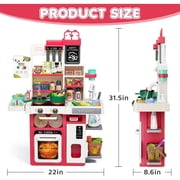 Valessati Kids Kitchen Playset with Steam, Lights, Sounds & Sink, 63 Pieces, Pink