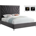 thumbnail image 3 of Maklaine Contemporary Solid Wood and Velvet King Bed in Gray, 3 of 7